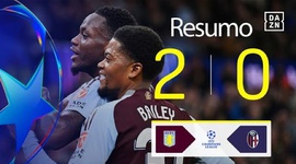 Liga Campeões: Aston Villa 2 - 0 Bologna (2024-2025)
