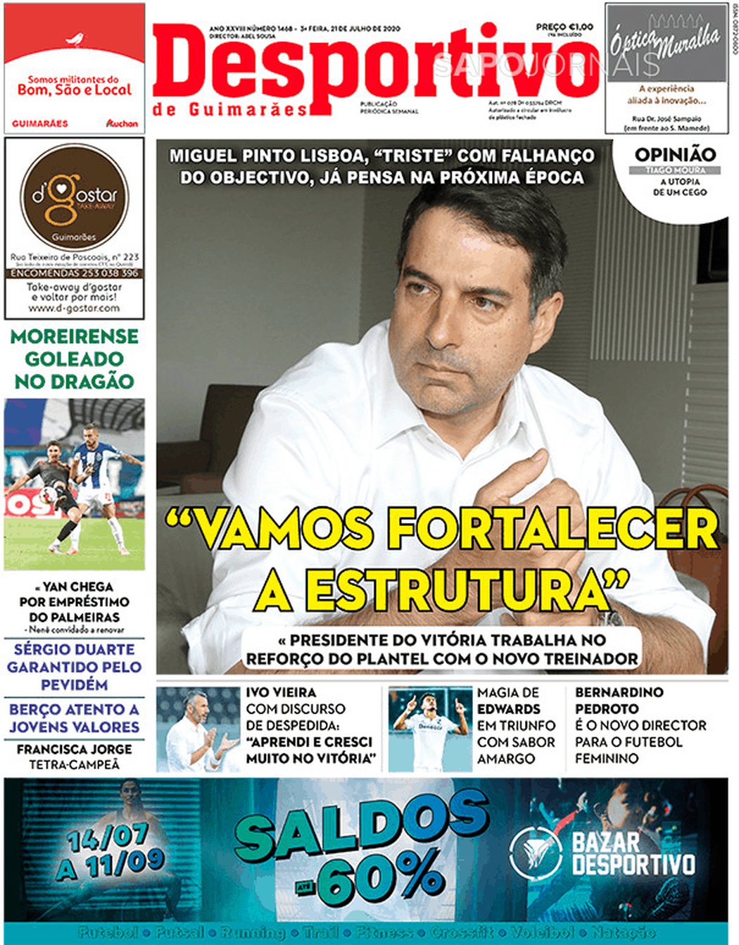 Banca De Jornais Desportivo De Guimaraes 21 07 2020 Futebol 365